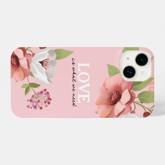 Love Message with Pink Flowers Custom iPhoneケース (裏面横)