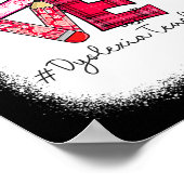 Love Messy Bun Dyslexia Teacher Valentines Day Ma ポスター (角)