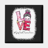 Love Messy Bun Ed Teacher Valentines Day Matching  マグネット (正面)