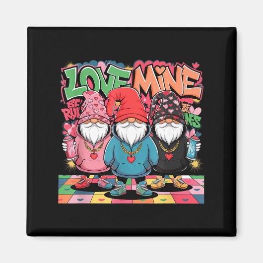 Love Mine Gnomes Urban Street Art Valentines Graff マグネット (正面)