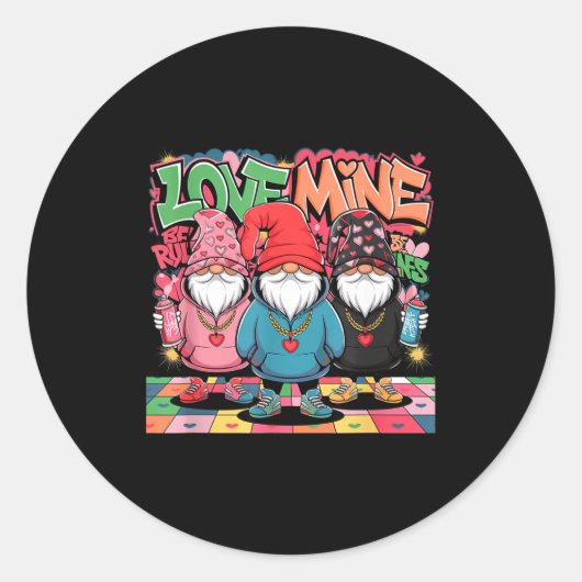 Love Mine Gnomes Urban Street Art Valentines Graff ラウンドシール (正面)