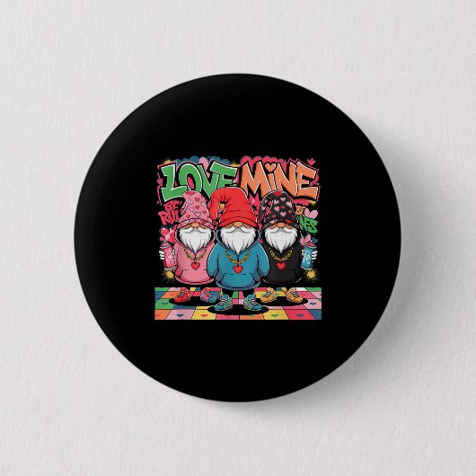 Love Mine Gnomes Urban Street Art Valentines Graff 缶バッジ (正面)