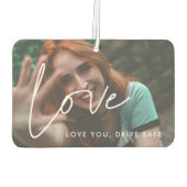Love Minimalistタイポグラフィカップル写真 カーエアーフレッシュナー (裏面)