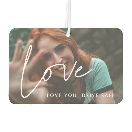 Love Minimalistタイポグラフィカップル写真 カーエアーフレッシュナー (裏面)