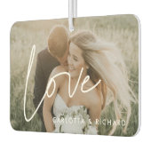 Love Minimalistタイポグラフィカップル写真 カーエアーフレッシュナー (左)