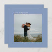 Love & Minimalist感謝してい Dusty Blueの結婚写真 サンキューカード (正面/裏面)