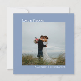 Love & Minimalist感謝してい Dusty Blueの結婚写真 サンキューカード