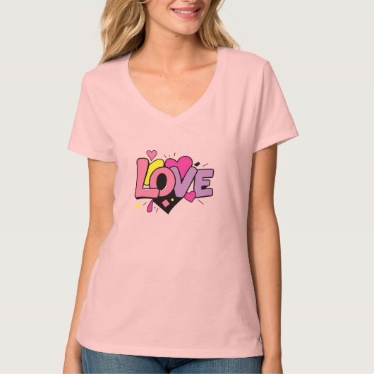 Love Modern Watercolor Artsy Valentine's Day Tシャツ (正面)