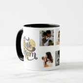 Love Mom金ゴールドハートと5枚のカスタム写真 マグカップ (正面左)