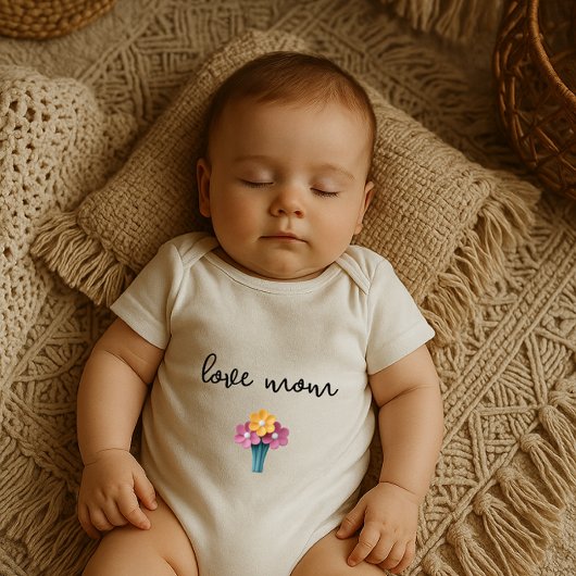 "Love mom" Baby bodysuit ベビーボディスーツ