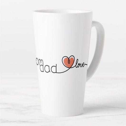 Love Mom Dad Text Cute Red Heart Mug カフェラテマグ (右アングル)