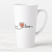 Love Mom Dad Text Cute Red Heart Mug カフェラテマグ (右)