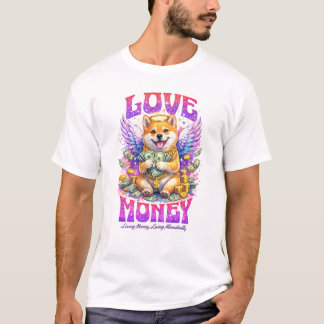 Love Money Angel Dog Funny Abundance Design Tシャツ
