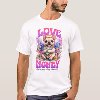 Love Money Angel French Bulldog Abundance Art Tシャツ