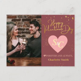 Love Monogram エレガントバレンタインのカップルの写真 シーズンポストカード