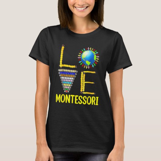 Love Montessori Teacher Montessori Education Back  Tシャツ (正面)