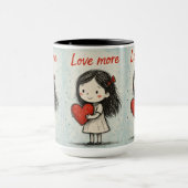 Love More Cute Heart Illustration Mug | Sweet gift マグカップ (中央)