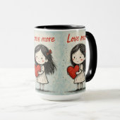 Love More Cute Heart Illustration Mug | Sweet gift マグカップ (正面右)
