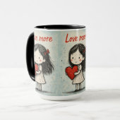 Love More Cute Heart Illustration Mug | Sweet gift マグカップ (正面左)