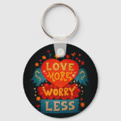 Love More Worry Less Cute Typography キーホルダー (裏面)