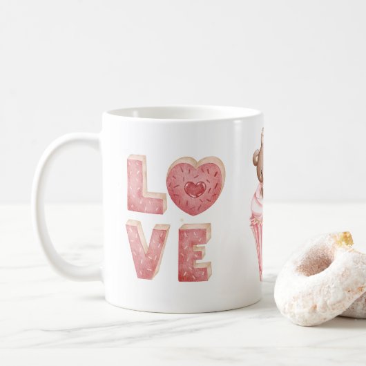 Love Mug, Valentine's Day Gift Coffee Mug  コーヒーマグカップ (ドーナツ)