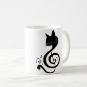 Love Music Cat Music Note Musical Note Pianist Pia コーヒーマグカップ (正面右)