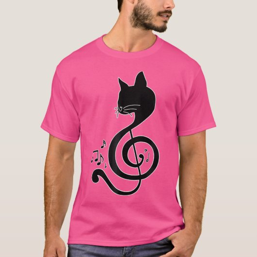 Love Music Cat Music Note Musical Note Pianist Pia Tシャツ (正面)
