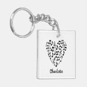 Love Music Notesのハート（名前） キーホルダー (正面左)