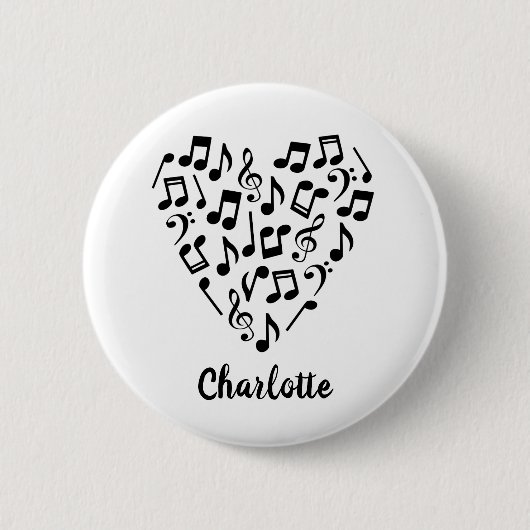 Love Music Notesのハート（名前） 缶バッジ (正面)