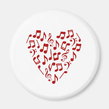 Love Music Red Music Notesハートマグネット