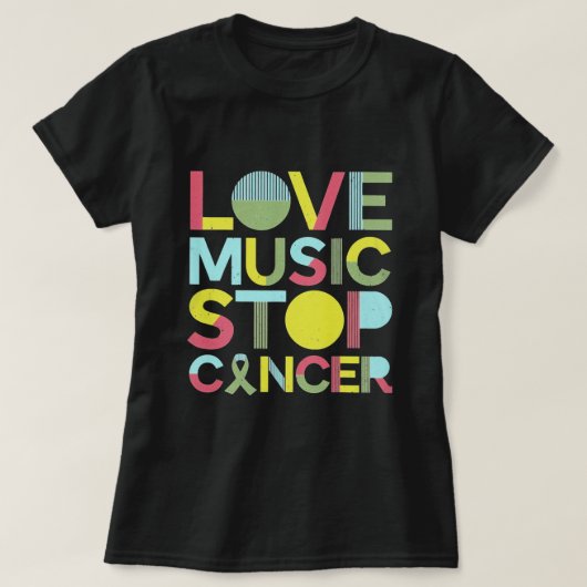 Love Music Stop Cancer St Jude Music  Tシャツ (デザイン正面)
