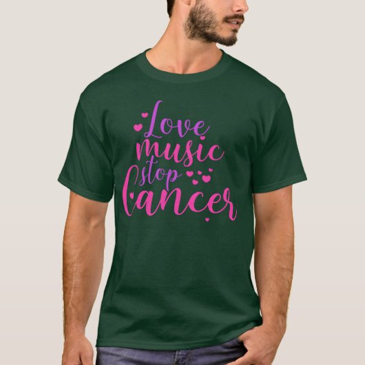 Love music stop cancer vintage tシャツ (正面)