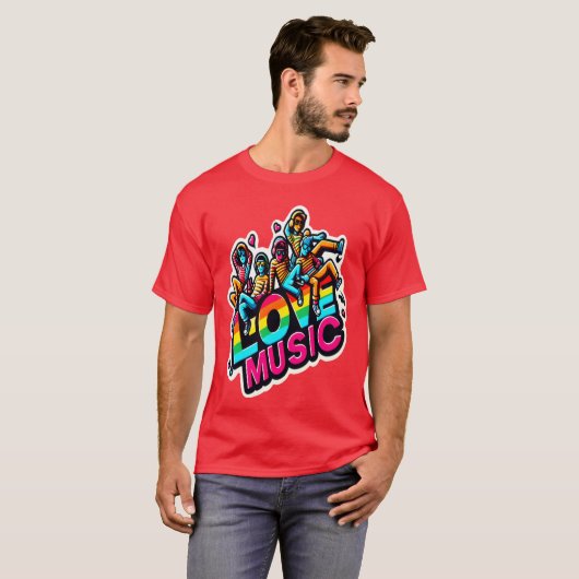 Love Music vivid retro Tシャツ (正面フル)