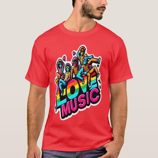 Love Music vivid retro Tシャツ (正面)