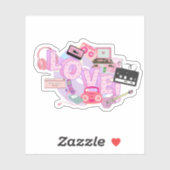 LOVE & MUSIC Y2K Retro Sticker – Pink Pop Vibes シール (シート)