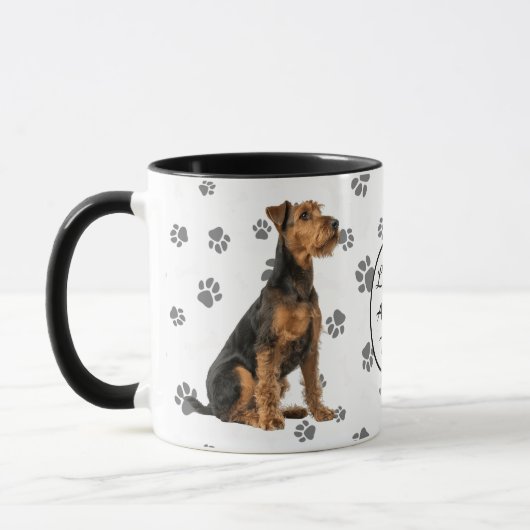 Love My Airedale Terrier Dog Pawprint マグカップ (左)
