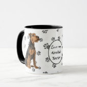 Love My Airedale Terrier Dog Pawprint マグカップ (正面左)