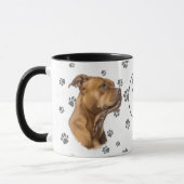 Love My American Pit Bull Terrier Dog Pawprint マグカップ (左)