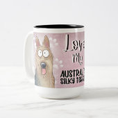 Love My Australian Silky Terrier Cartoon 15oz ツートーンマグカップ (正面左)
