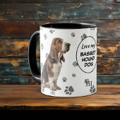 Love My Basset Hound Dog Pawprint Pattern マグカップ