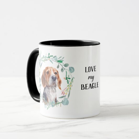 Love My Beagle Wreath Coffee Mug マグカップ (正面左)