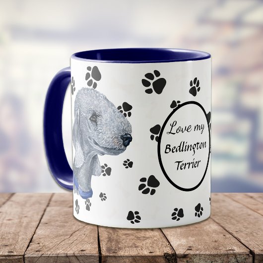 Love My Bedlington Terrier Dog Pawprint マグカップ