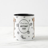 Love My Brittany Dog Pawprint マグカップ (中央)