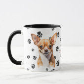 Love My Brown Chihuahua Dog Pawprint Mug マグカップ (左)