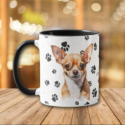 Love My Brown Chihuahua Dog Pawprint Mug マグカップ