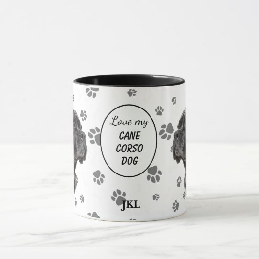 Love My Cane Corso Dog Pawprint マグカップ (中央)