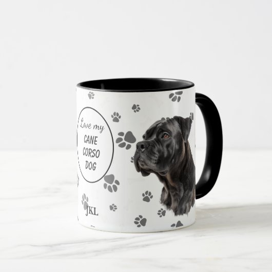 Love My Cane Corso Dog Pawprint マグカップ (正面右)