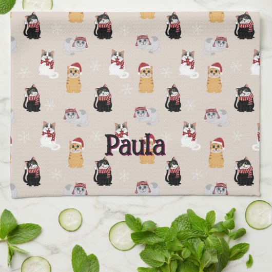 Love my cats キッチンタオル (折り畳み)