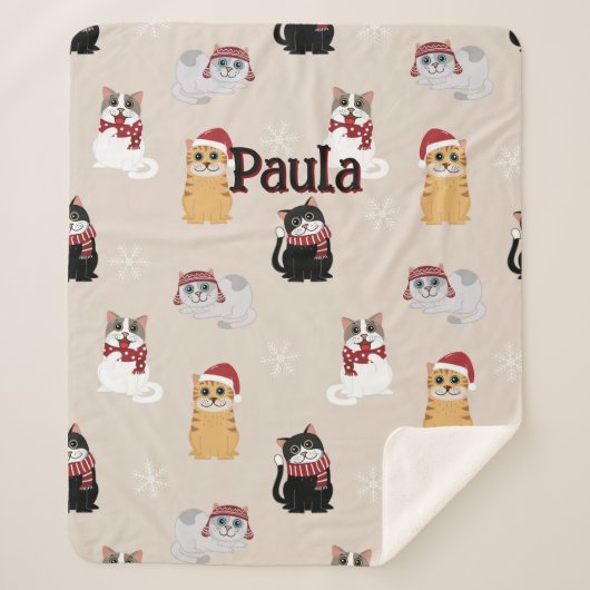 Love my cats シェルパブランケット (正面)