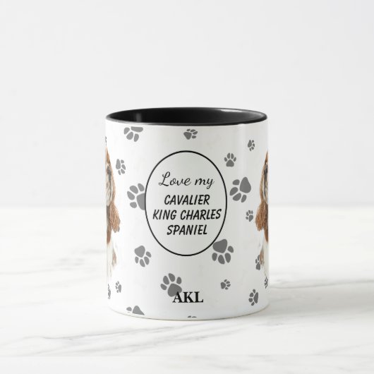 Love My Cavalier King Charles Spaniel Pawprint マグカップ (中央)